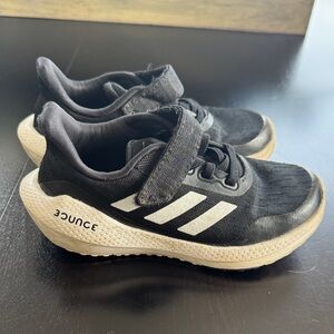 Adidas Kids Black Sneakers with White Stripes